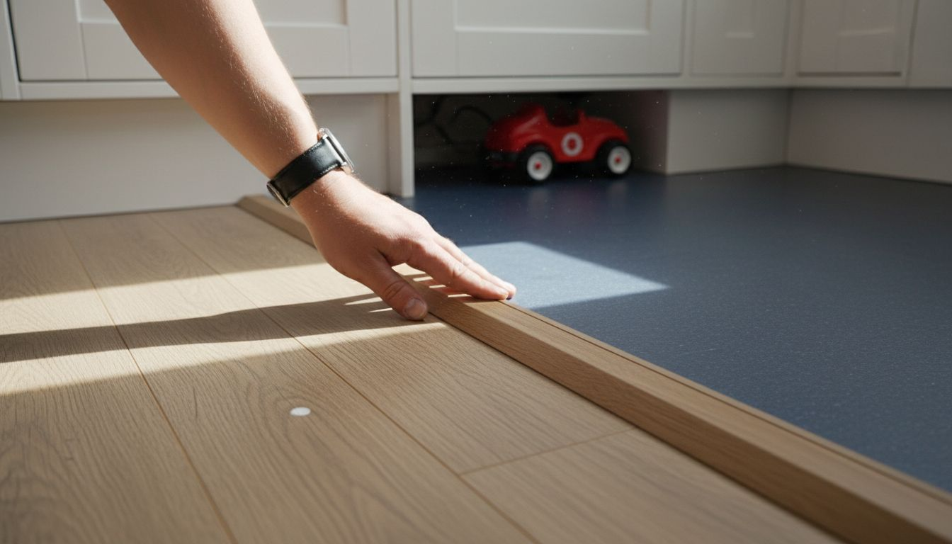 Reducer profile joins laminate and vinyl floors