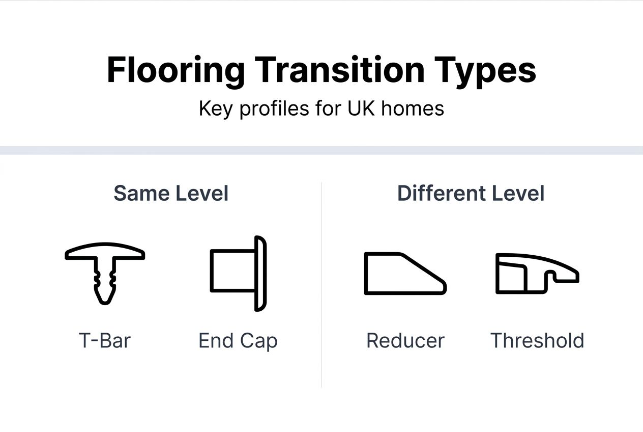 Infographic shows flooring transition types and profiles