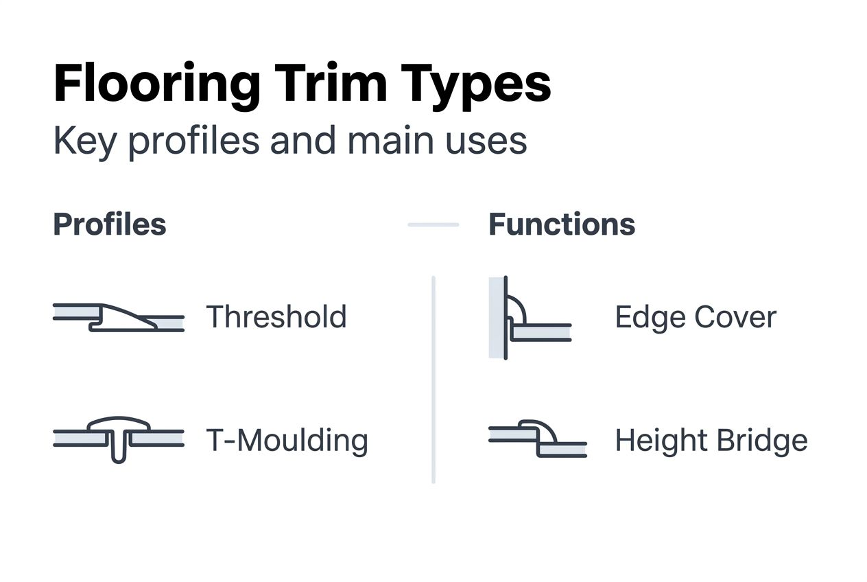 Infographic showing flooring trim types and functions