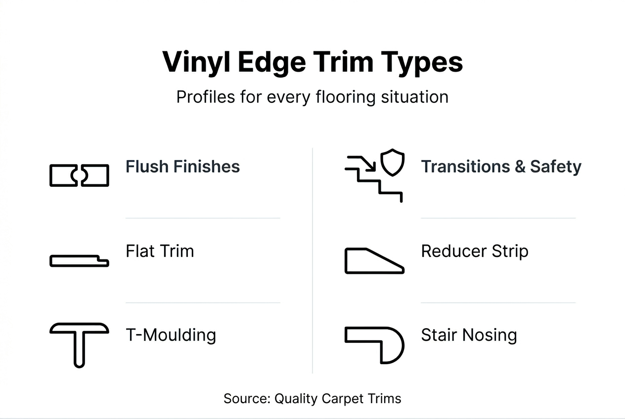 Infographic comparing types of vinyl edge trims