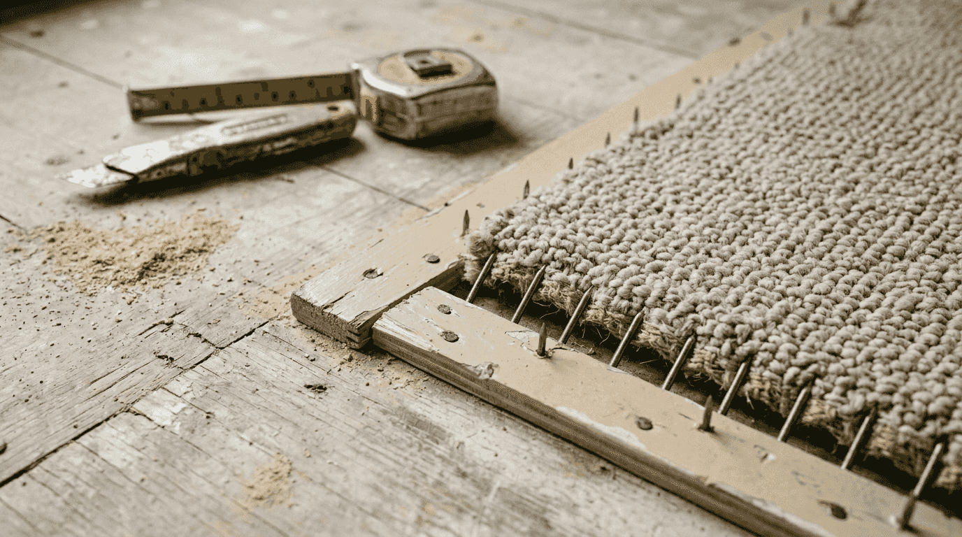 Tackless carpet grippers with carpet backing detail