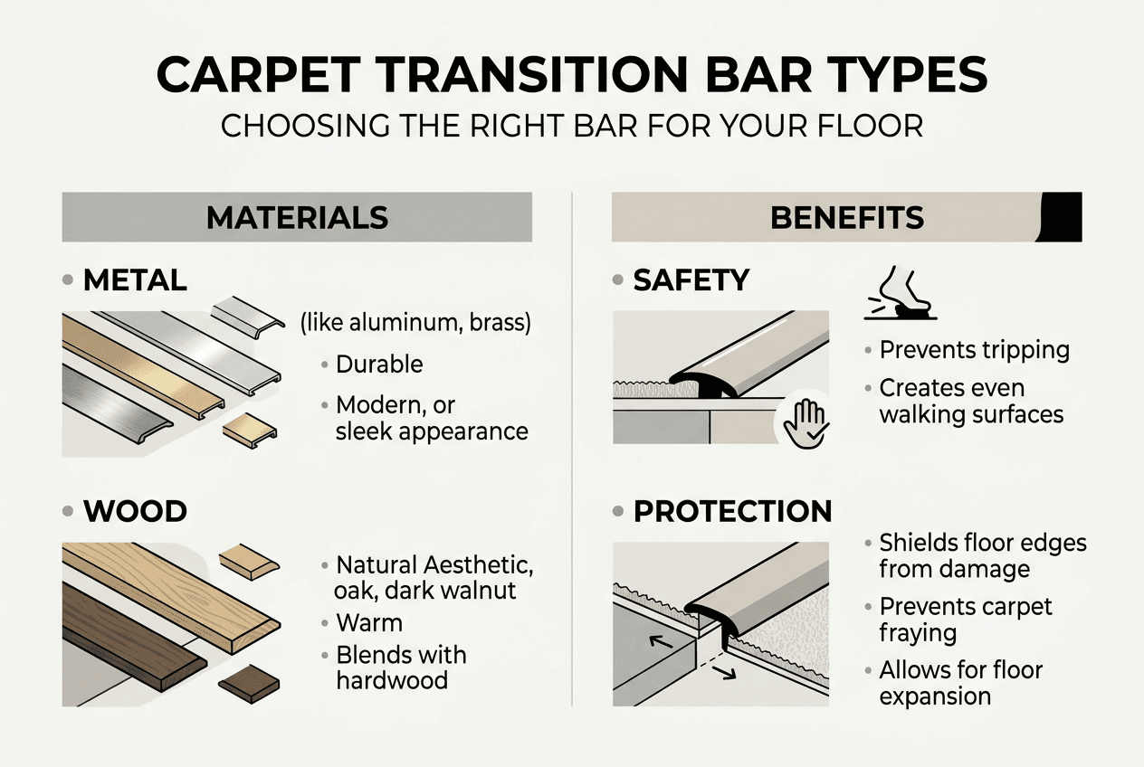 Infographic showing transition bar types and benefits