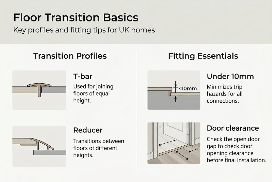 Infographic on floor transition profiles and fitting tips