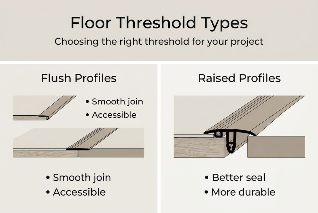 Infographic comparing flush and raised thresholds