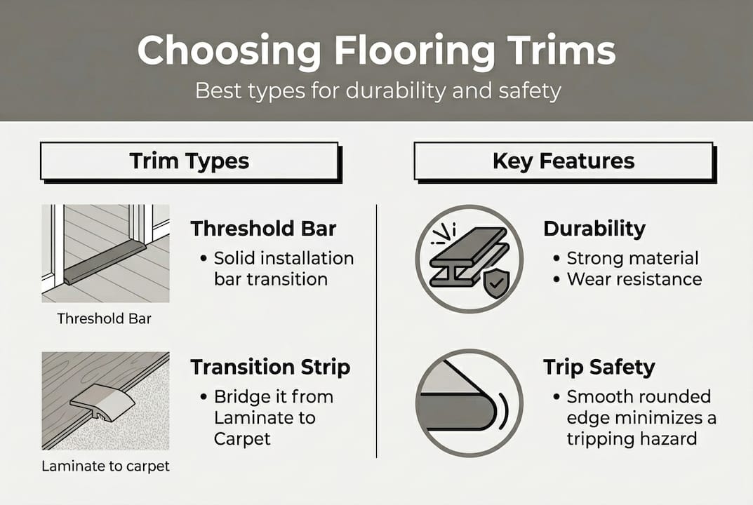 Infographic comparing flooring trim types and features