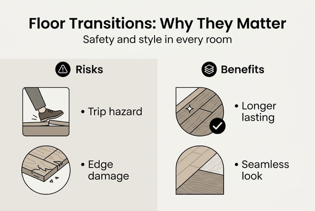 Infographic showing floor transition risks and benefits