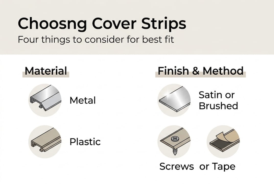 Infographic summarizing cover strip selection factors