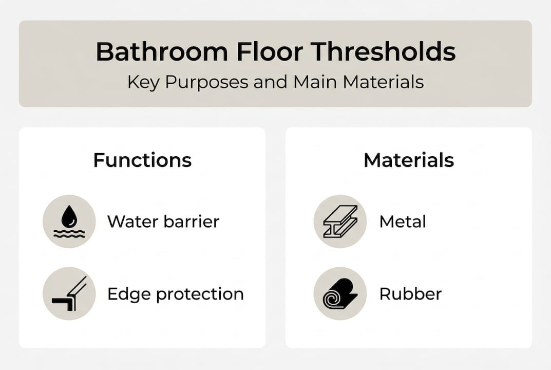 Infographic showing bathroom threshold functions and materials