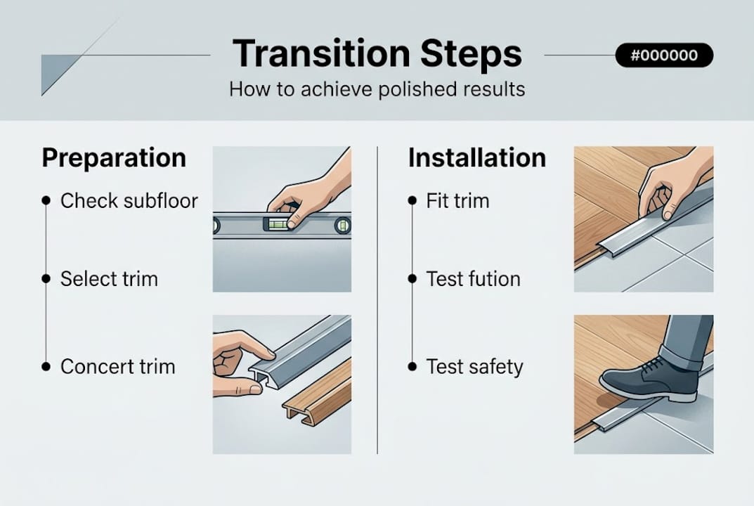 Infographic with steps for professional floor transitions