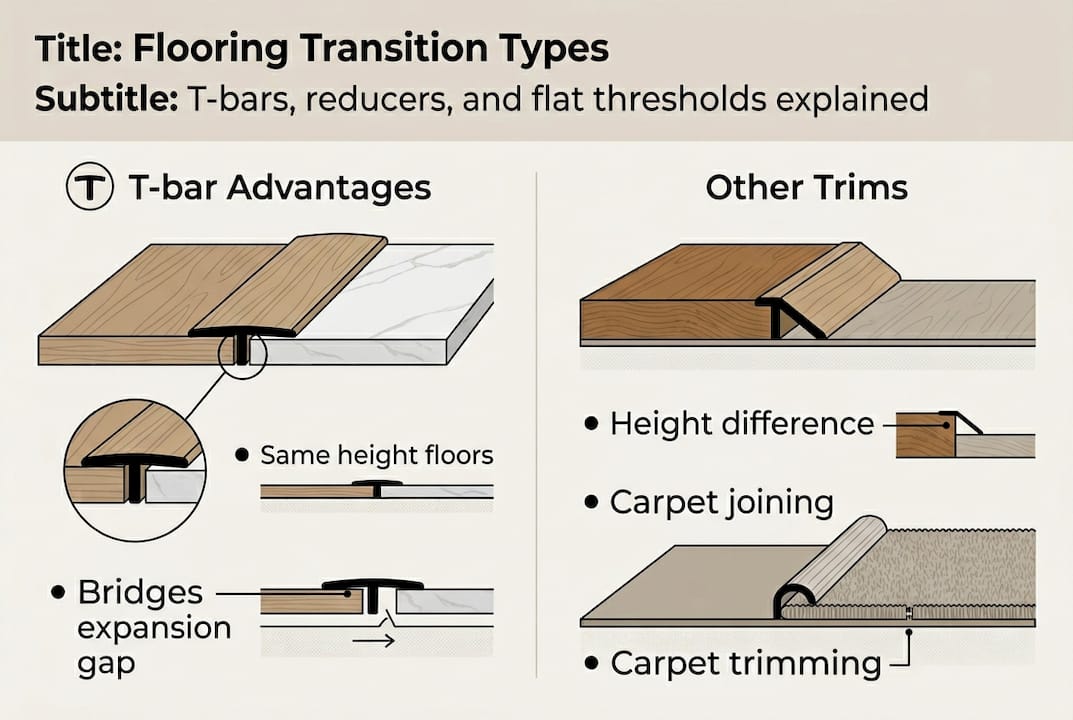Infographic comparing T-bars and other trims