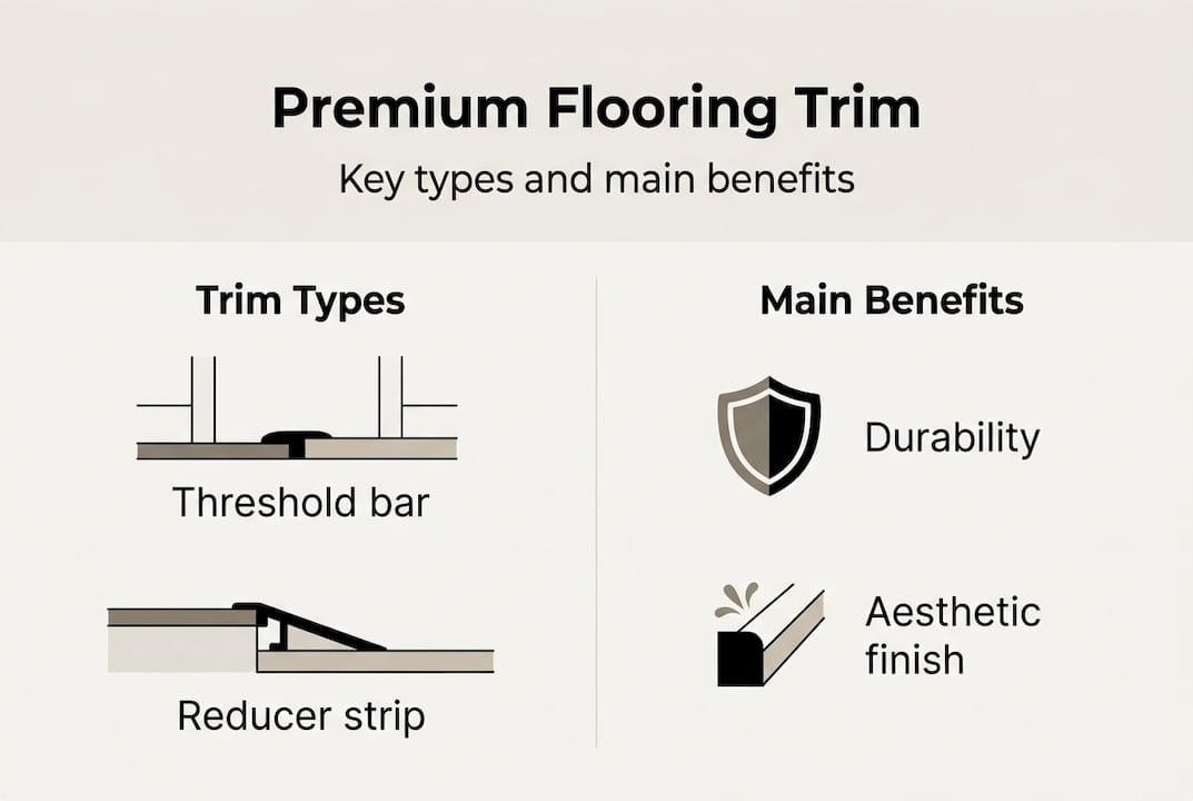 Infographic of premium flooring trim types and benefits