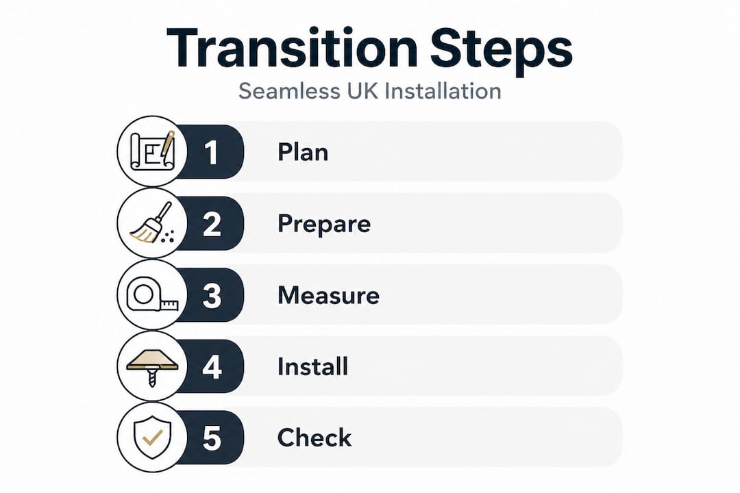Infographic outlining floor transition installation steps
