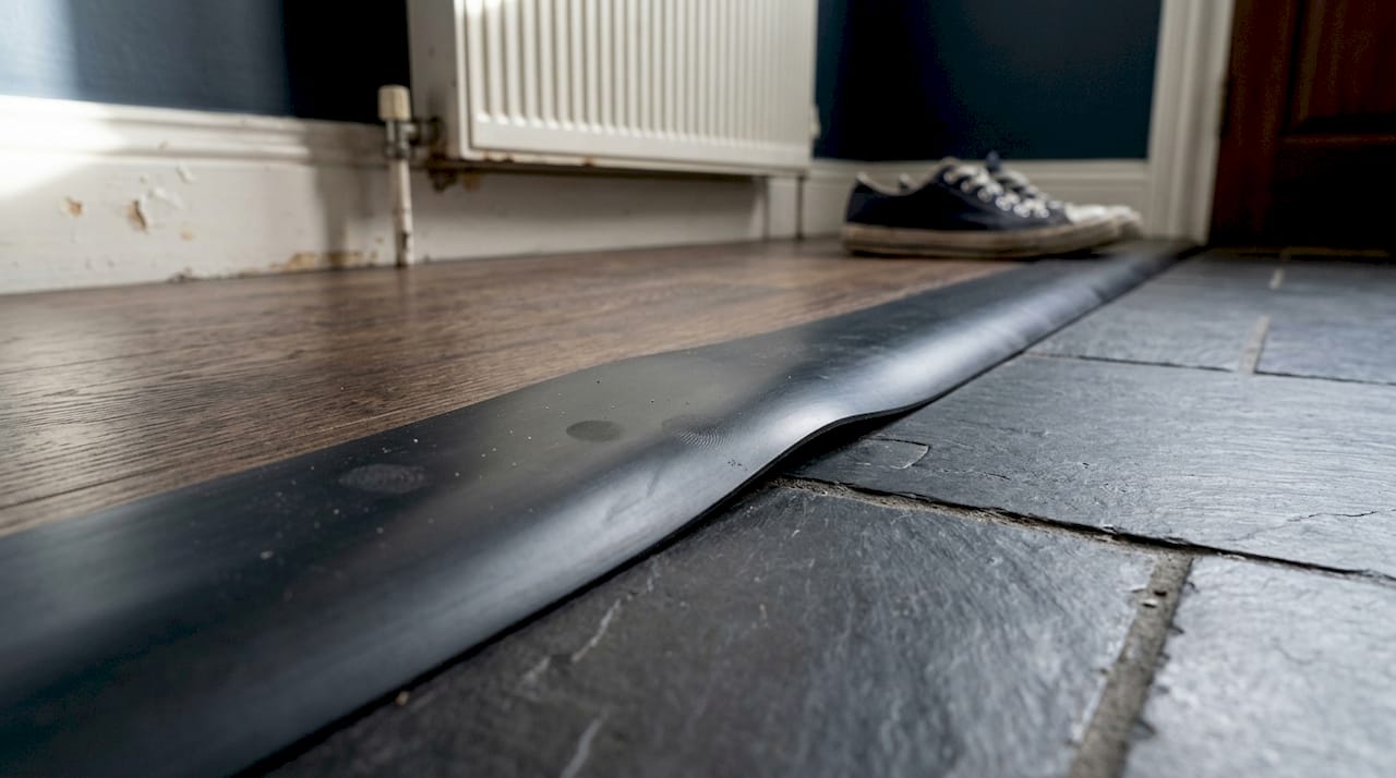 Vinyl trim between laminate and tile floor