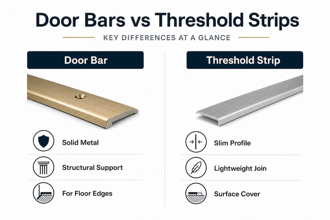 Infographic comparing door bars and threshold strips