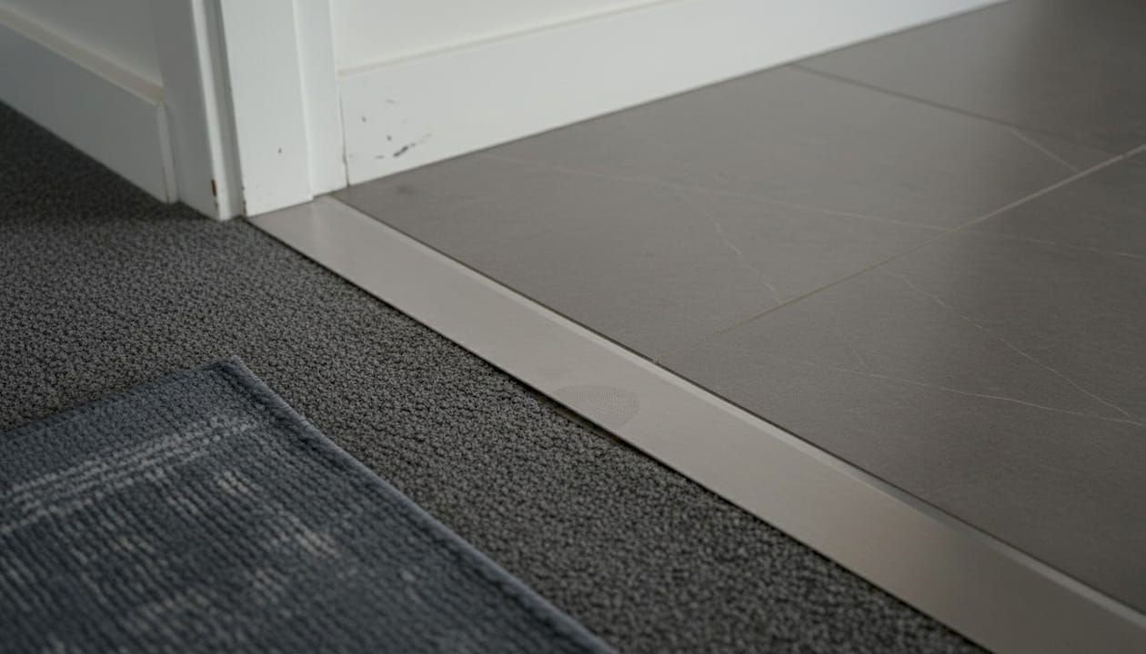 Reducer threshold bridging carpet and tile