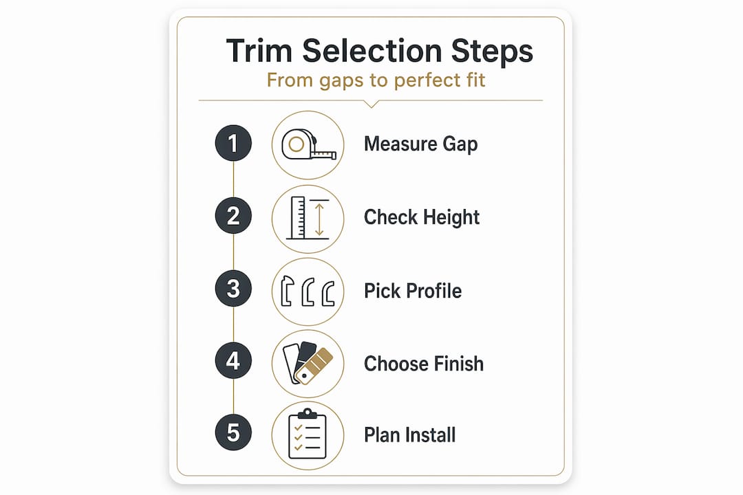 Simple flow infographic for picking floor trims