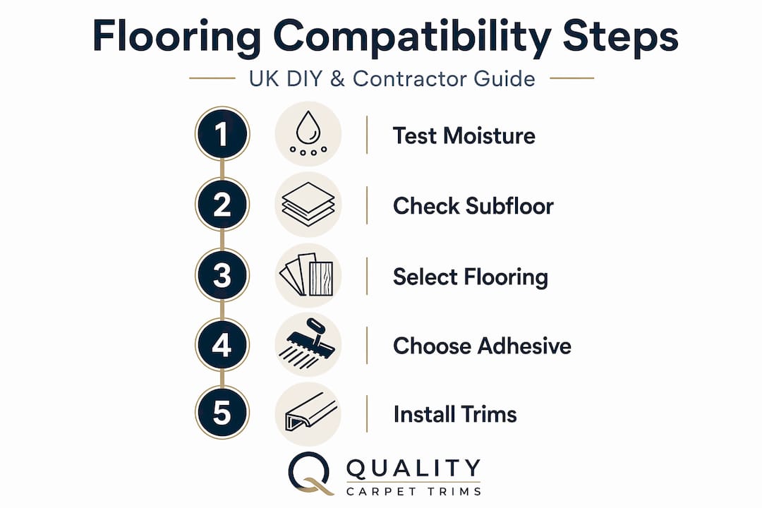 Infographic showing flooring compatibility step process