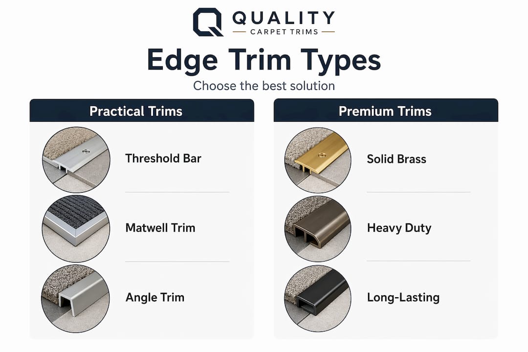 Infographic comparing practical and premium floor trims