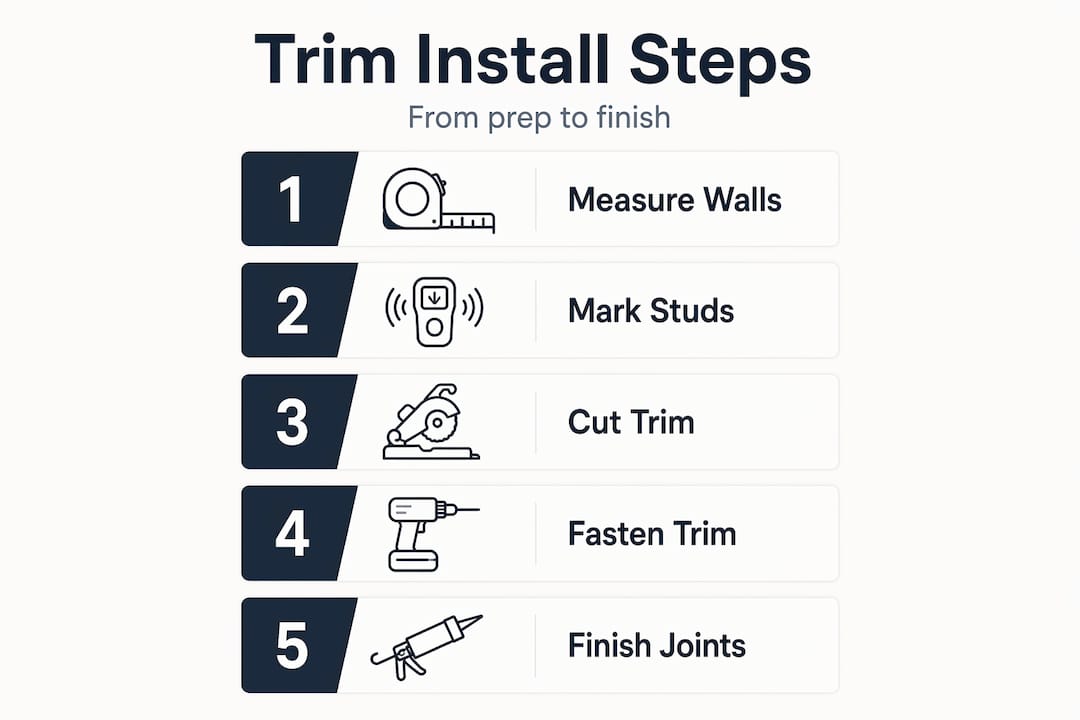 Infographic with flooring trim install steps