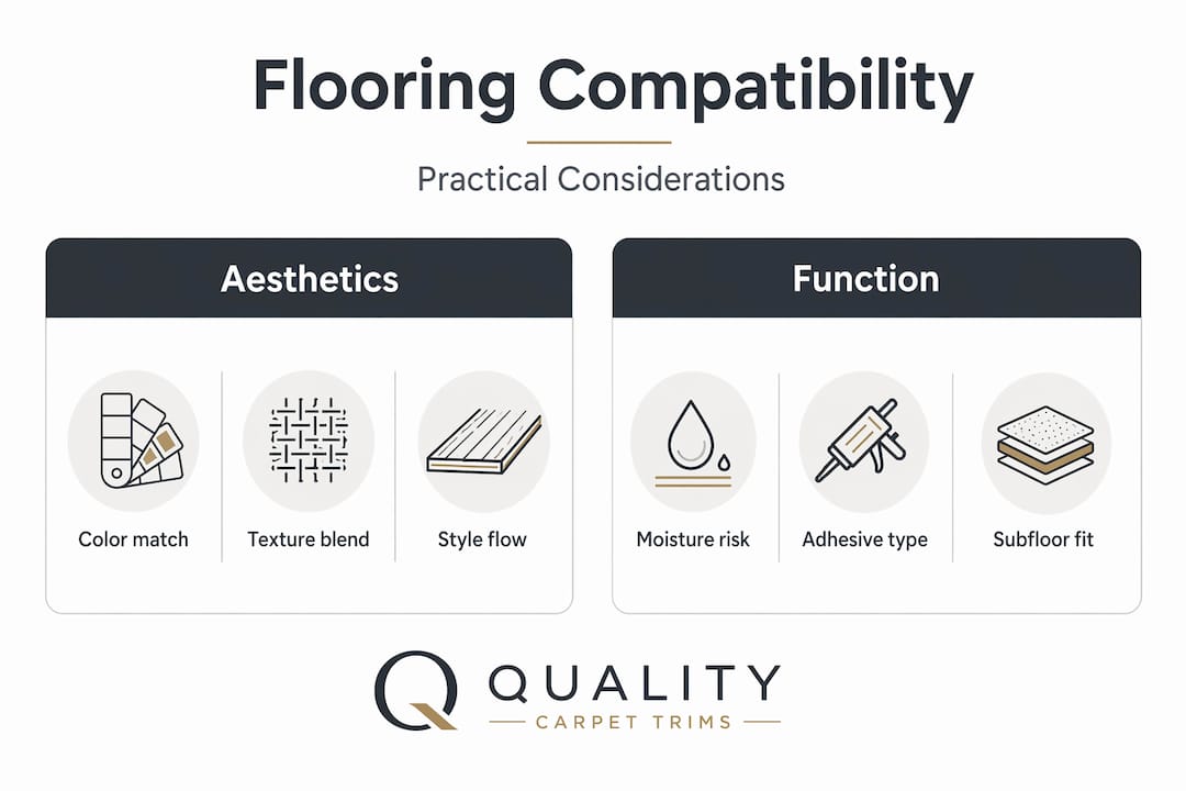Infographic comparing aesthetic and functional flooring compatibility