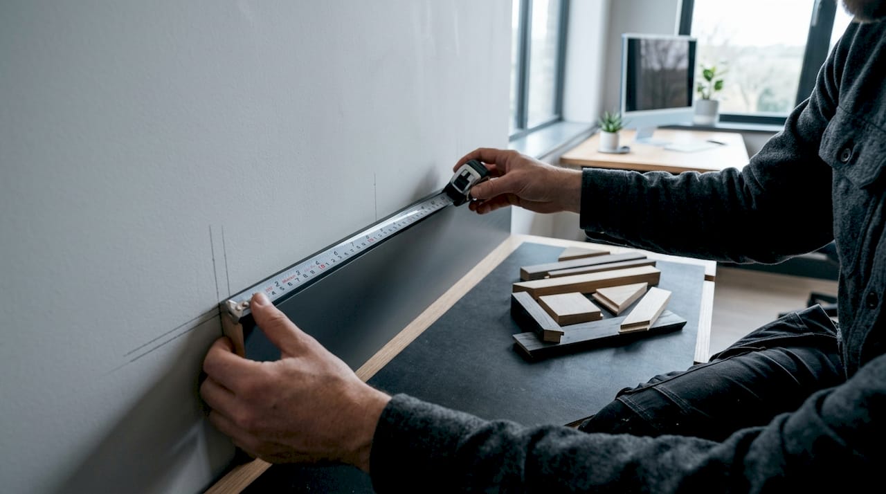 Hands fitting tall clean profile baseboard trim
