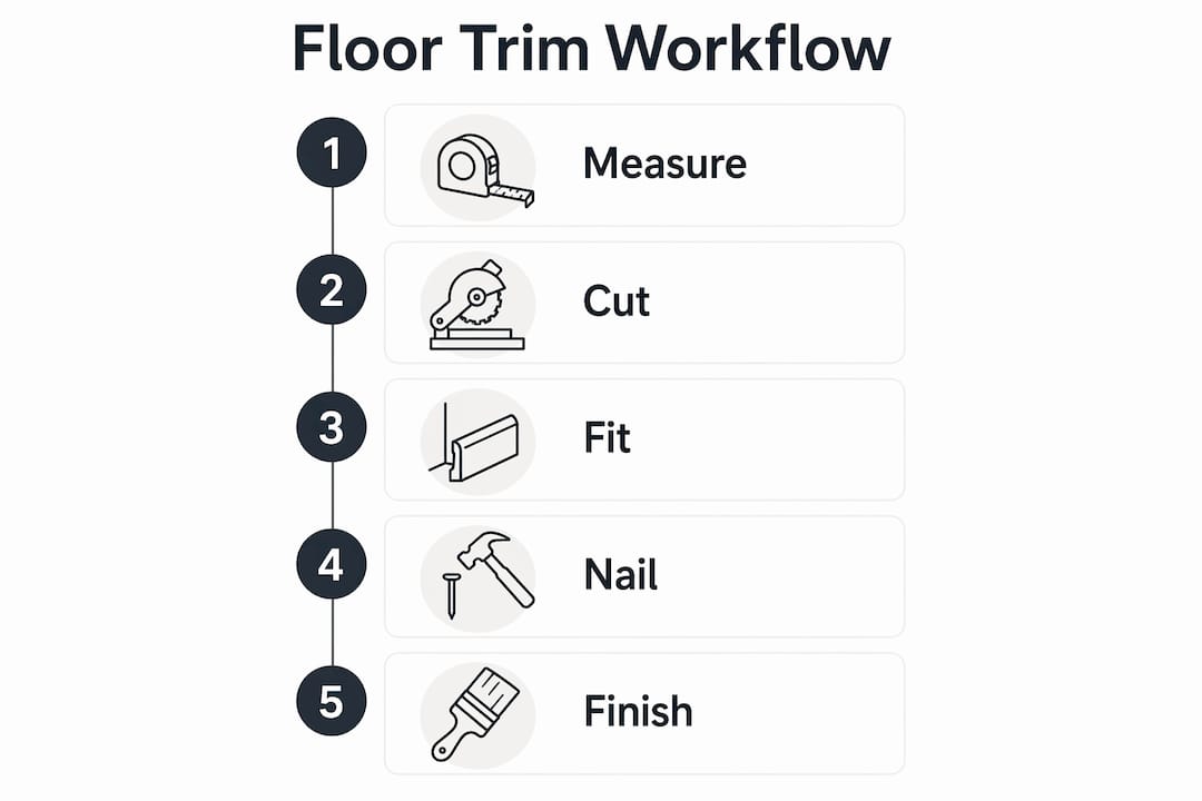 Infographic illustrating floor trim installation steps