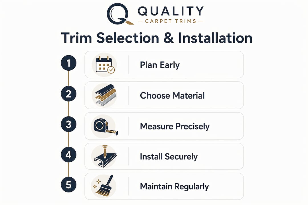 Infographic illustrating steps for trim selection and installation