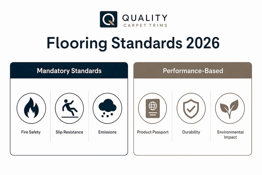 Infographic comparing mandatory and performance-based flooring standards
