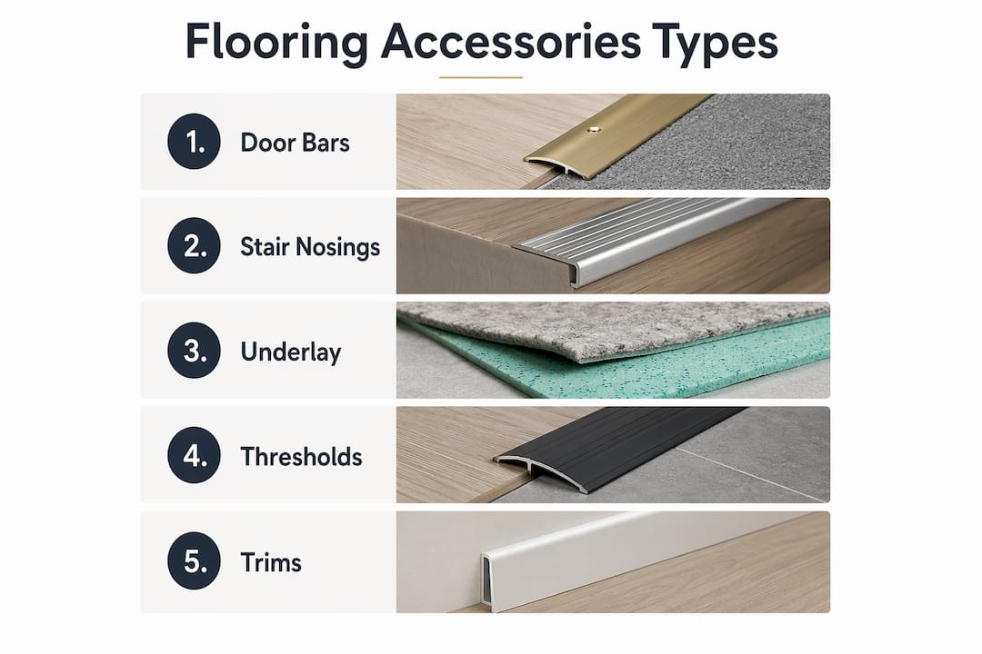 Infographic showing main flooring accessories categories