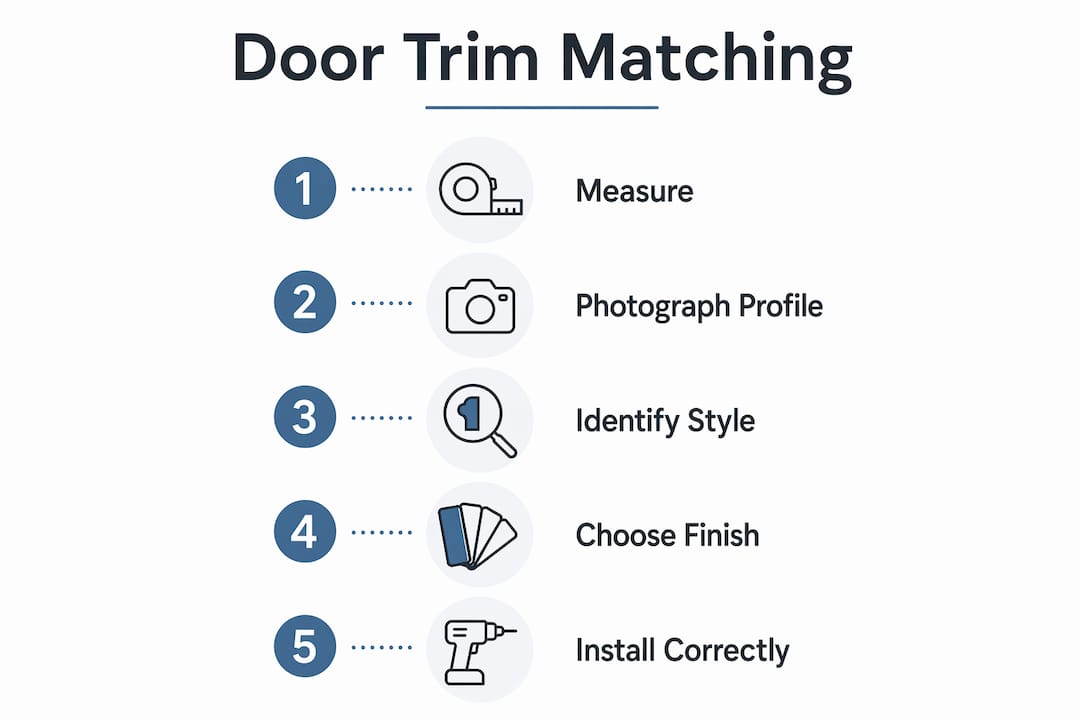 Infographic showing door trim matching steps