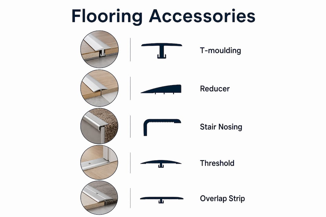 Infographic showing main flooring accessories types