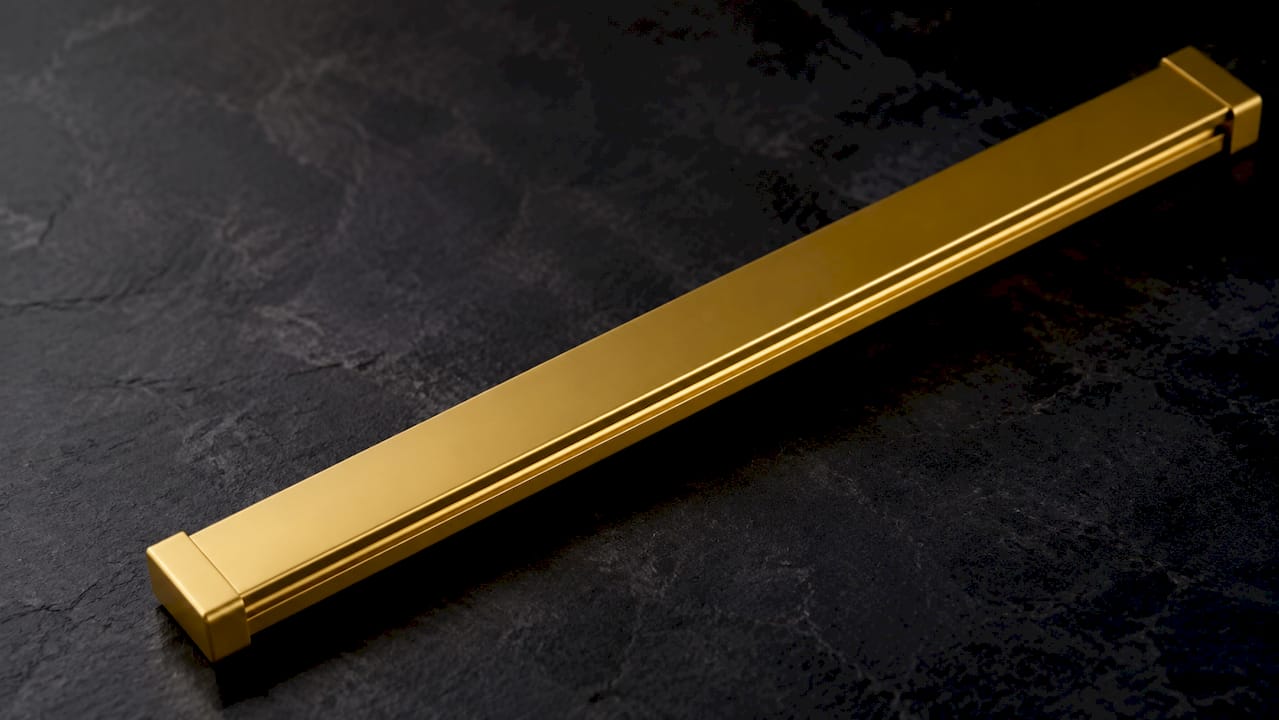 Solid brass premium door bar on neutral background