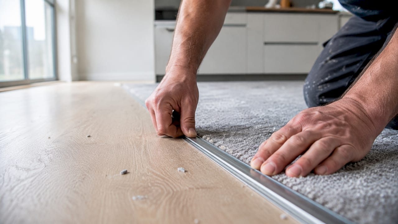 Hands fitting brass flooring edge trim