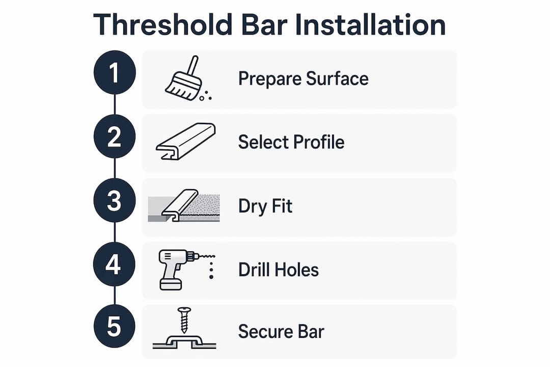 Step-by-step infographic for installing threshold bars