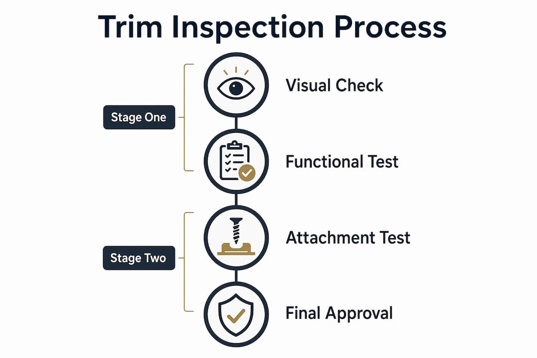 Infographic detailing trim inspection stages