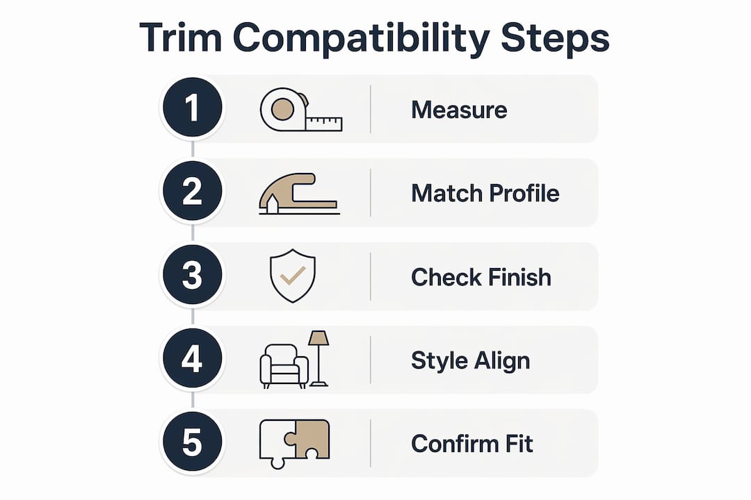 Infographic showing five steps of trim compatibility process
