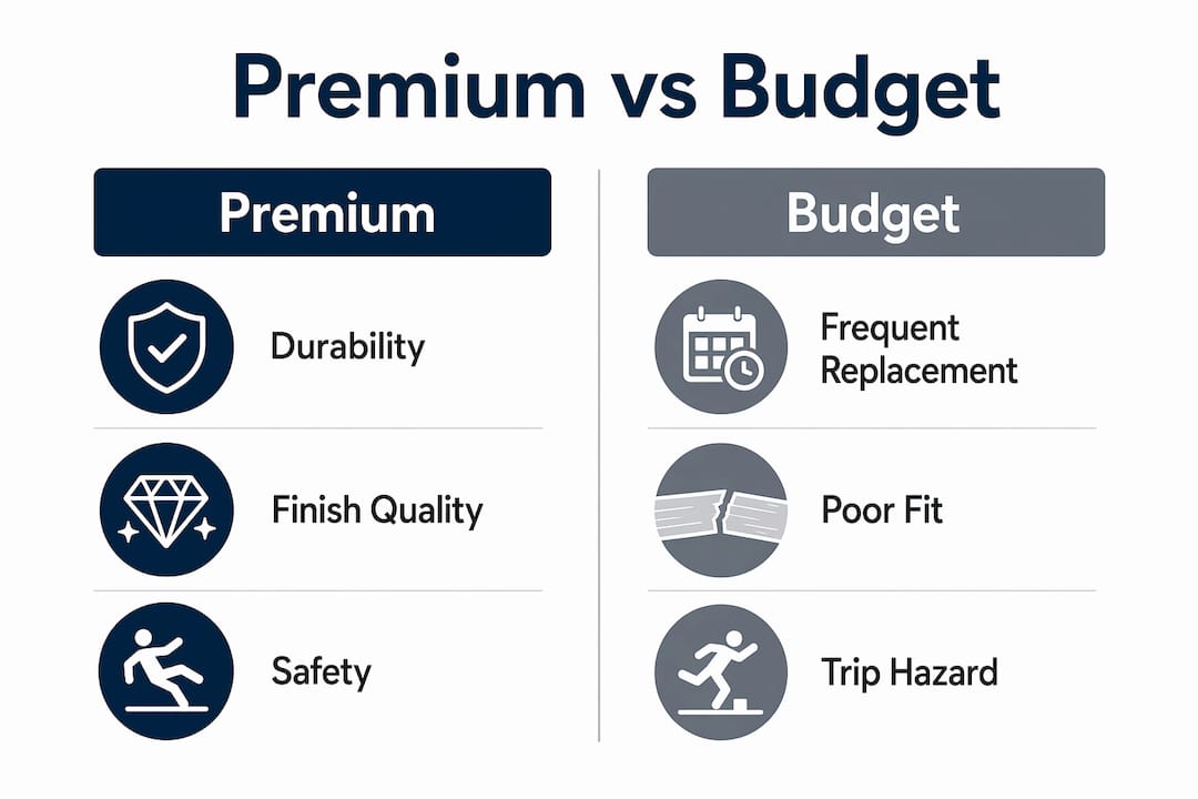 Infographic comparing premium and budget edge trims