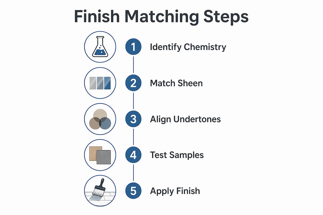 Infographic outlining flooring finish matching steps