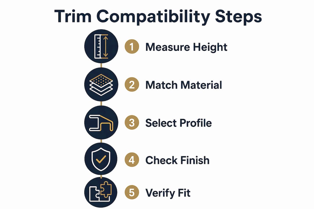 Infographic showing trim compatibility steps in vertical flow
