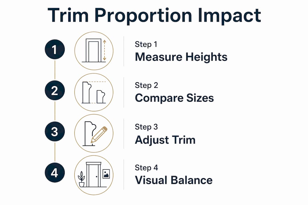 Infographic showing steps to balance trim proportions visually