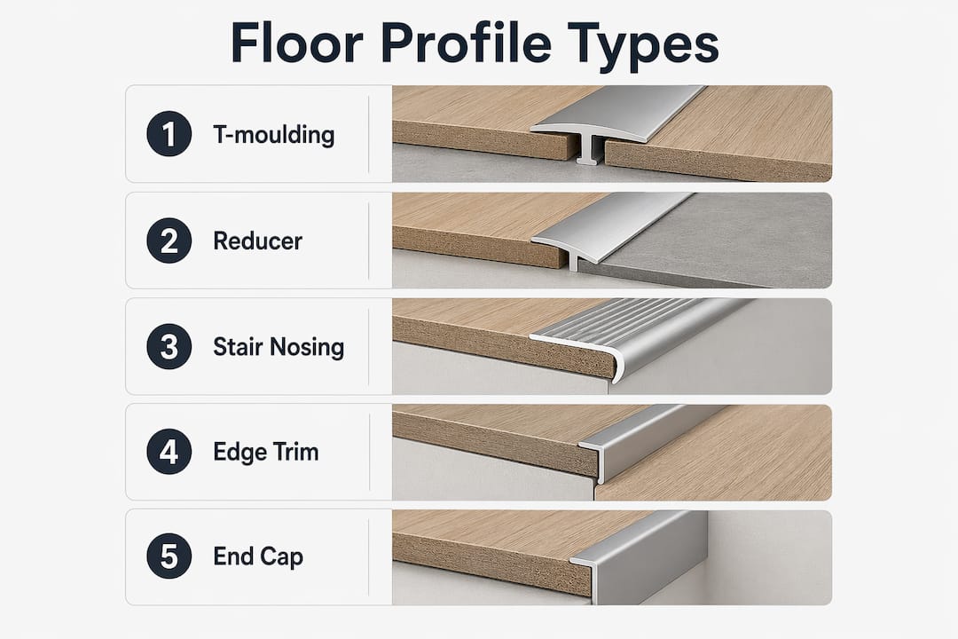 Infographic illustrating five main floor profile types