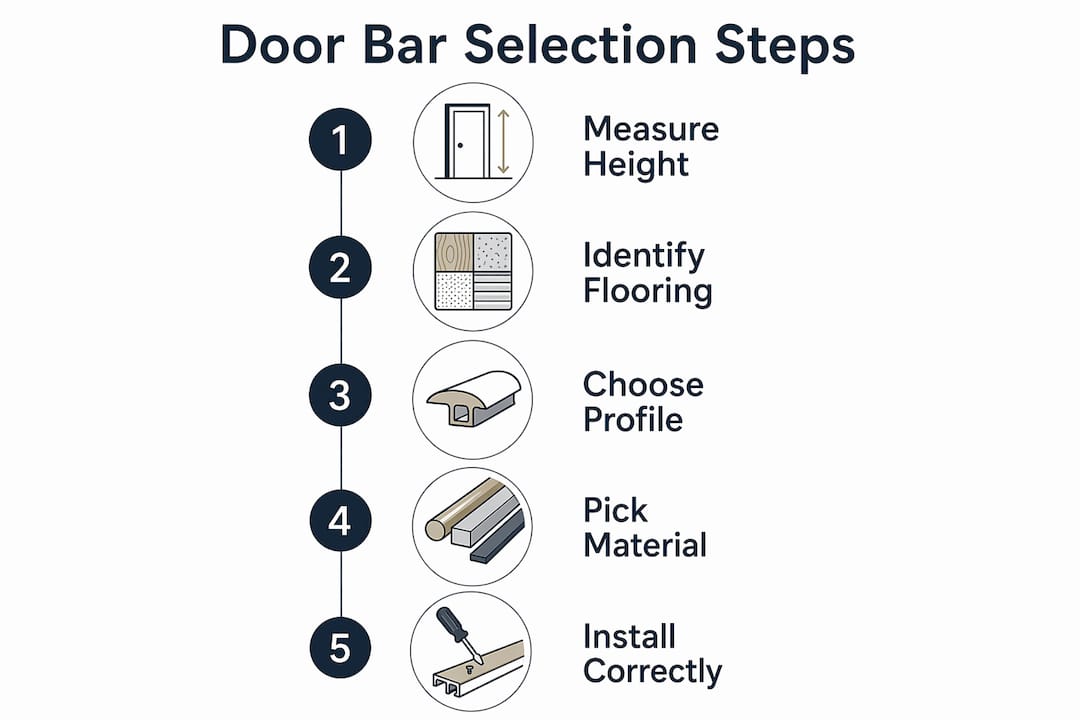 Infographic showing steps to select door bars