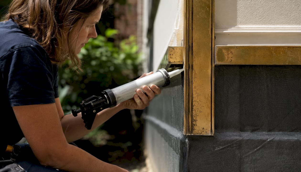 Hands sealing waterproofing trim joint