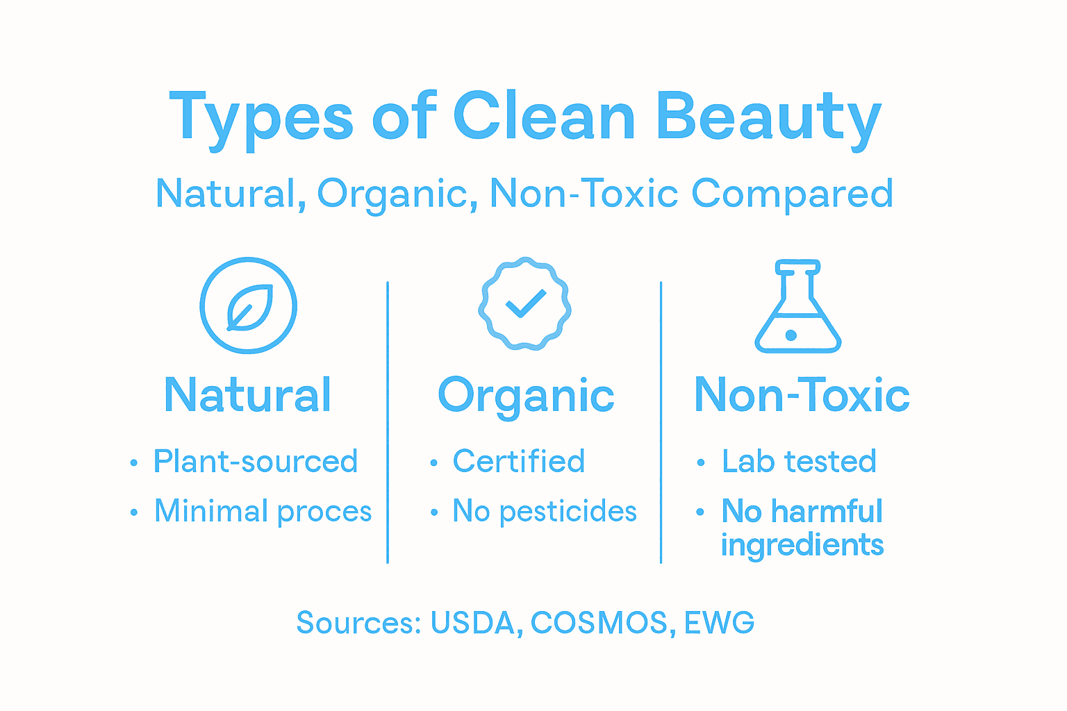 Infographic of clean beauty types compared