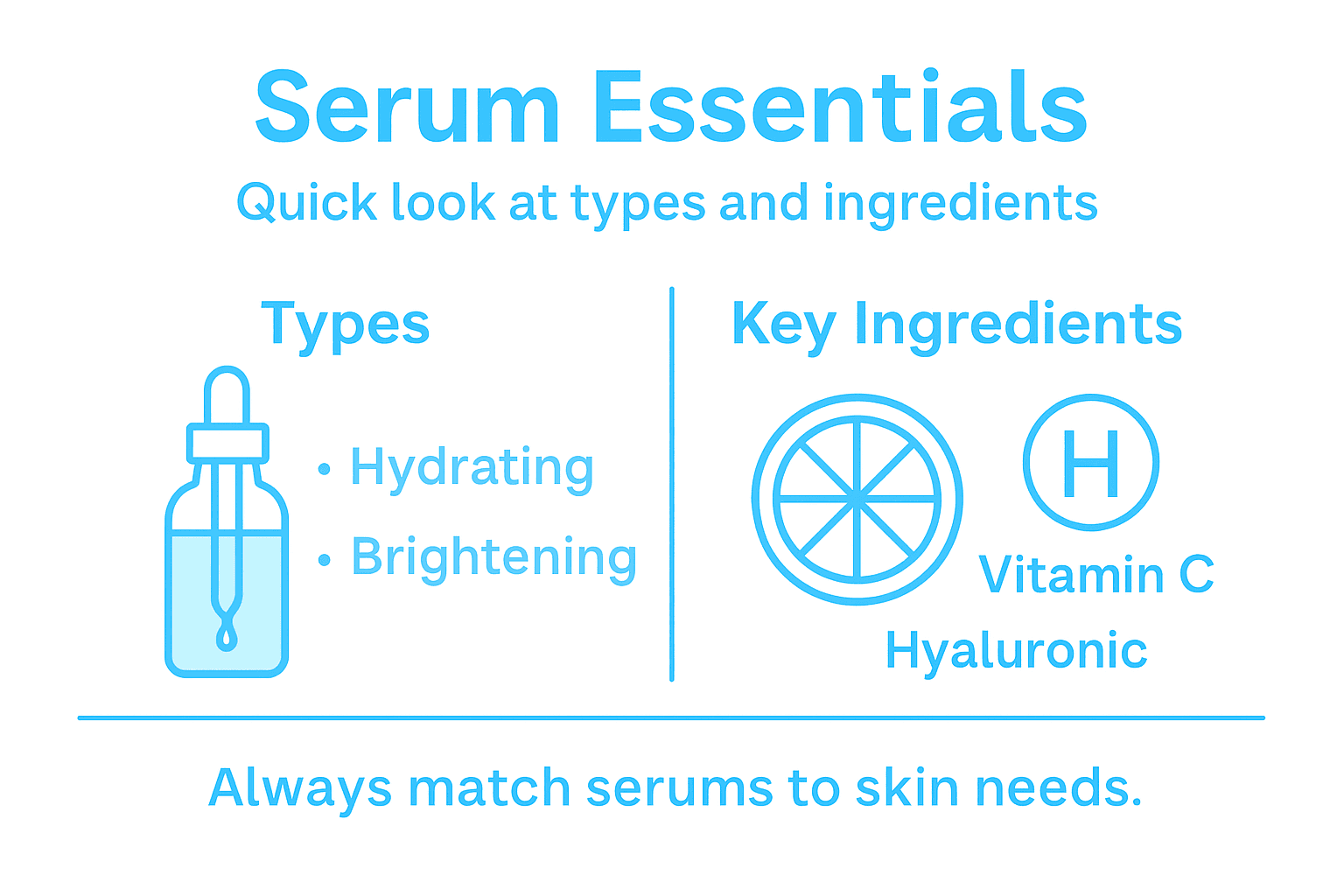 Infographic outlining serum types and key ingredients
