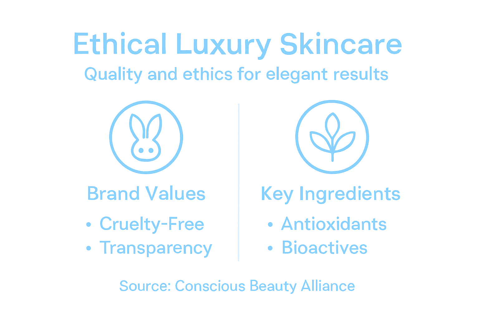 Infographic on ethical luxury skincare features