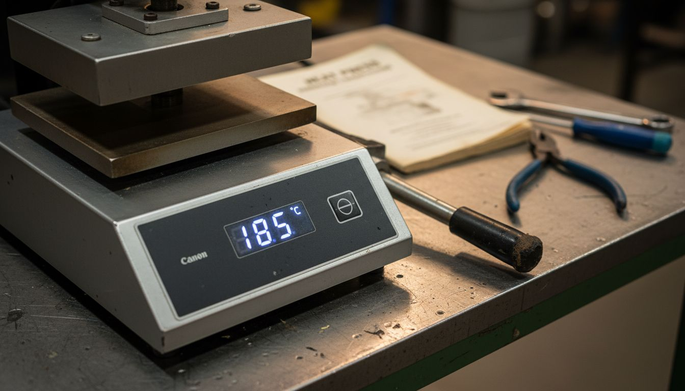 Detail of heat press machine components