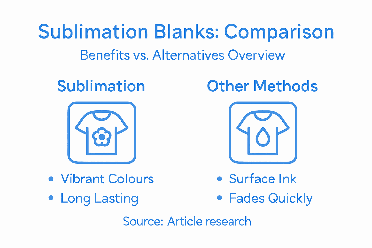 Infographic comparing sublimation blanks and alternatives