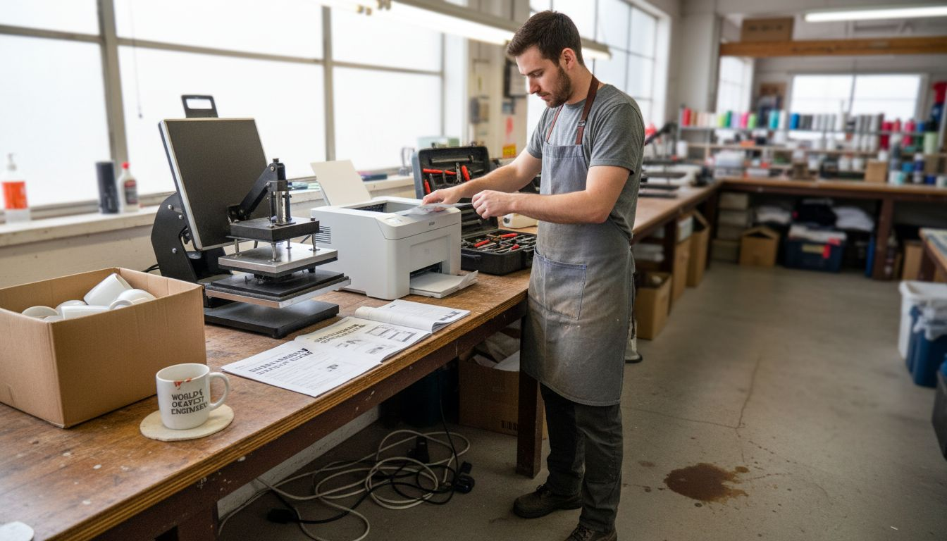 Organizing sublimation printing equipment and supplies