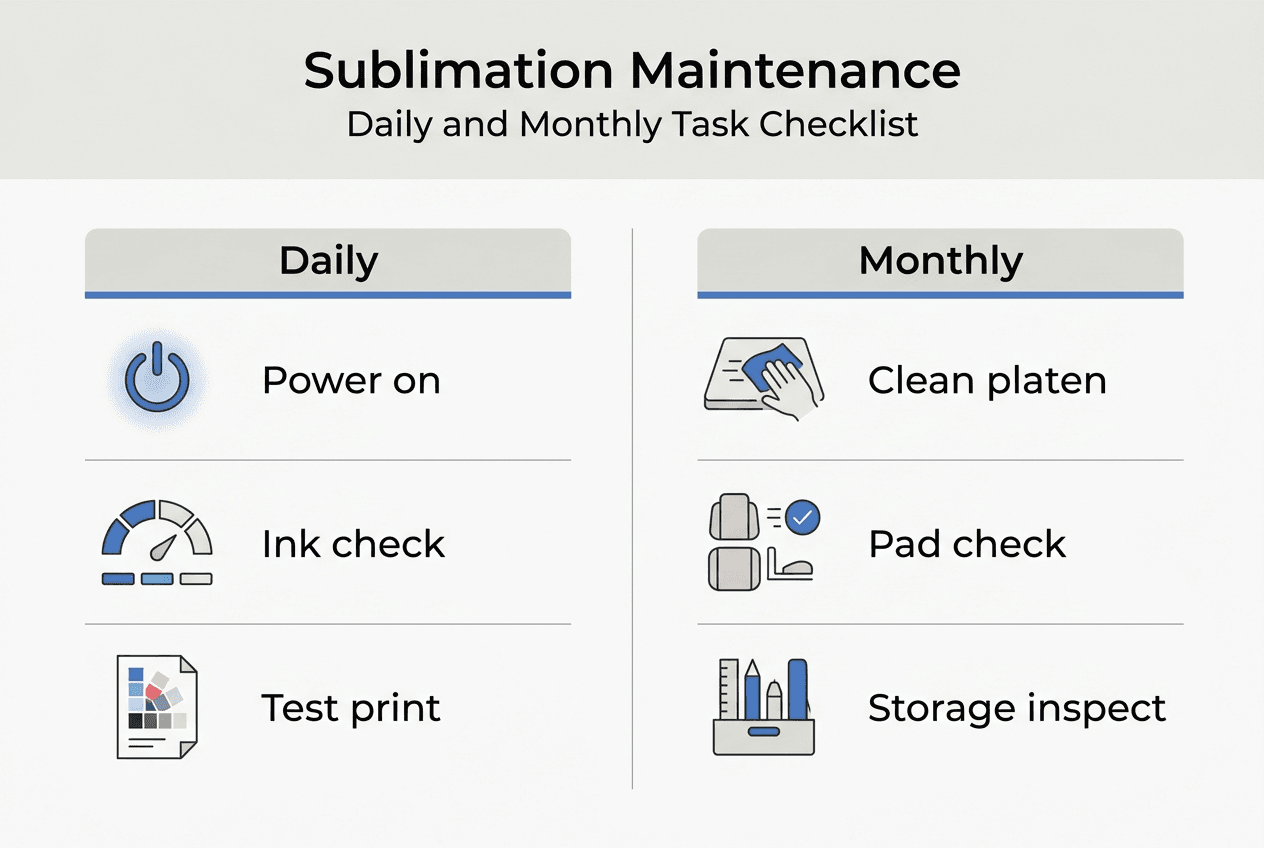 Infographic showing daily and monthly maintenance steps